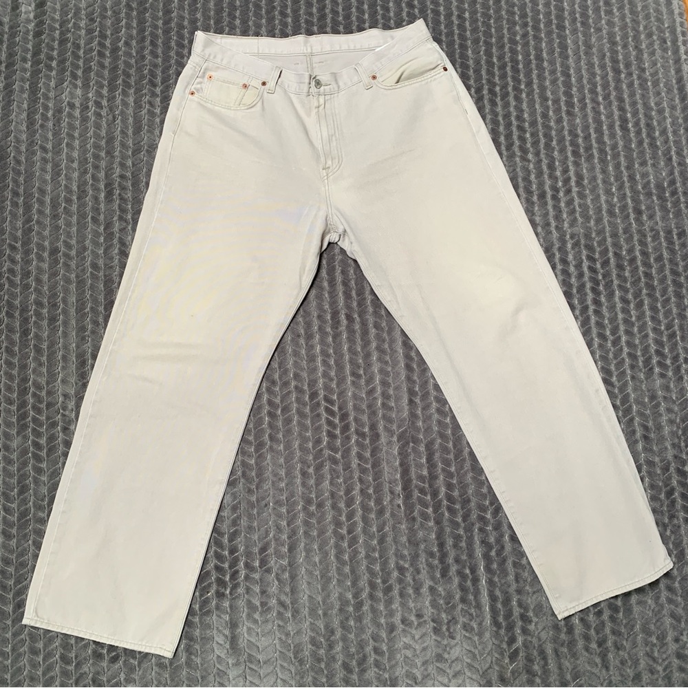 Lucky Brand Dungarees Jeans Men's 38×29 Classic Fit Beige Distressed Vintage